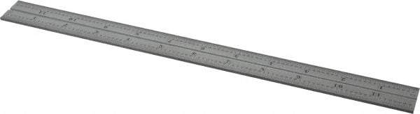 Starrett - 12 Inch Long Blade, 16R Graduation Combination Square Blade - Satin Chrome Finish, Steel, 1/100, 1/64, 1/50 and 1/32 Inch Graduation - USA Tool & Supply