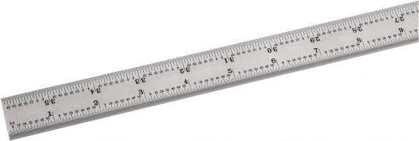 Starrett - 36 Inch Long Blade, 4R Graduation Combination Square Blade - Satin Chrome Finish, Steel, 1/64, 1/32 1/16 and 1/8 Inch Graduation - USA Tool & Supply