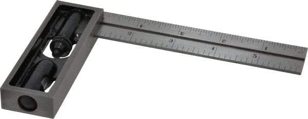 Starrett - 6 Inch Long, 4R Double Square - 1/64, 1/32, 1/16 and 1/8 Inch Graduation, Hardened Steel - USA Tool & Supply