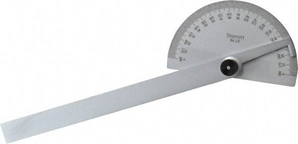 Starrett - 6 Inch Long Blade, 180° Max Measurement, 1° Dial Graduation, Half Round Head Protractor - 0 to 180 Dial Range - USA Tool & Supply