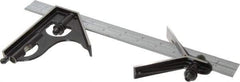 Starrett - 3 Piece, 12" Combination Square Set - 1/100, 1/32, 1/50 & 1/64" (16R) Graduation, Steel Blade, Forged Steel Center & Square Head - USA Tool & Supply