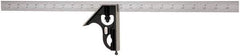 Starrett - 2 Piece, 24" Combination Square Set - 1/16, 1/32, 1/64 & 1/8" (4R) Graduation, Steel Blade, Forged Steel Square Head - USA Tool & Supply