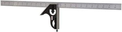 Starrett - 2 Piece, 24" Combination Square Set - 1/100, 1/32, 1/50 & 1/64" (16R) Graduation, Steel Blade, Forged Steel Square Head - USA Tool & Supply