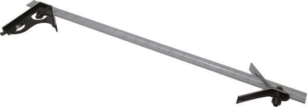 Starrett - 3 Piece, 24" Combination Square Set - 1/100, 1/32, 1/50 & 1/64" (16R) Graduation, Steel Blade, Forged Steel Center & Square Head - USA Tool & Supply