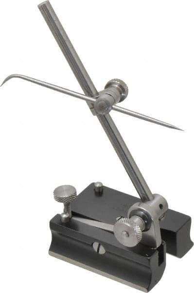 Starrett - 2 Spindle, 4 and 7 Inch Spindle Length, Surface Gage - 2 Inch Long x 1-1/2 Inch Wide Base, Hardened Steel - USA Tool & Supply