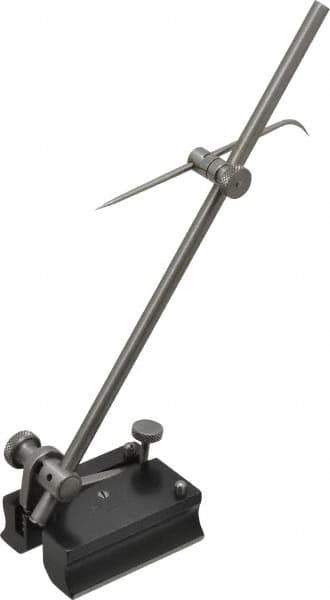 Starrett - 1 Spindle, 7 Inch Spindle Length, Surface Gage - 2 Inch Long x 1-1/2 Inch Wide Base, Hardened Steel - USA Tool & Supply