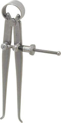 Starrett - 4 Inch Leg, Spring Joint, Steel, Polished, Inside Caliper - 4 Inch Max Measurement, 100mm Max Measurement, Flat Leg with Quick Nut Adjustment - USA Tool & Supply