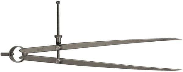 Starrett - 12 Inch Leg, Spring Joint, Steel, Polished, Divider - 12 Inch Max Measurement, 300mm Max Measurement, Flat Leg with Quick Nut Adjustment - USA Tool & Supply