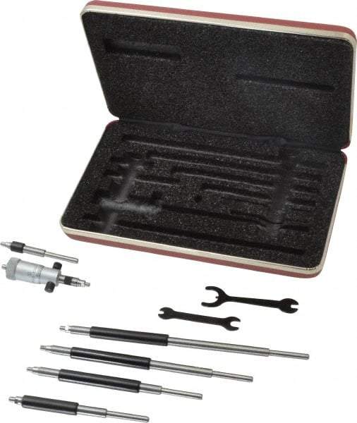 Starrett - 2 to 8", Satin Chrome Coated, Mechanical Inside Micrometer Set - 0.001" Graduation, Friction Thimble - USA Tool & Supply