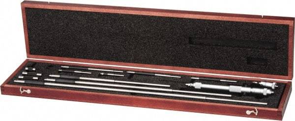 Starrett - 2 to 32", Satin Chrome Coated, Mechanical Inside Micrometer Set - 0.001" Graduation, Friction Thimble - USA Tool & Supply