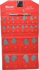 Starrett - 25 Piece, 1/64 to 1/2 Inch Radius, Stainless Steel Radius Gage Set - Satin Chrome Coated - USA Tool & Supply