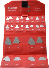 Starrett - 26 Piece, 0.01 to 0.1 Inch Radius, Stainless Steel Radius Gage Set - Satin Chrome Coated - USA Tool & Supply