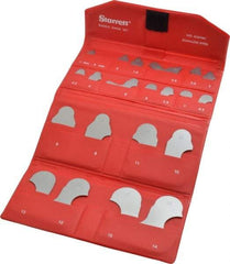Starrett - 21 Piece, 1 to 15 mm Radius, Stainless Steel Radius Gage Set - Satin Chrome Coated - USA Tool & Supply