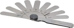 Starrett - 9 Piece, 0.0015 to 0.015" Thick, Parallel Feeler Gage Set - 3-1/32" Leaf Length, 1/2" Wide, Tempered Steel - USA Tool & Supply