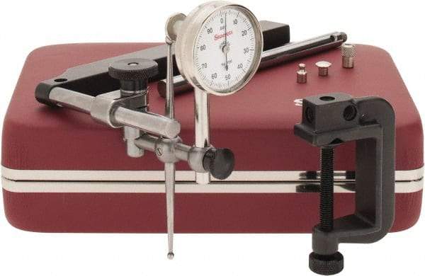 Starrett - 10 Piece, 0" to 0.2" Measuring Range, 1-7/16" Dial Diam, 0-100 Dial Reading, White Dial Test Indicator Kit - 0.001" Dial Graduation - USA Tool & Supply