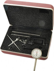 Starrett - 9 Piece, 0.2" Max Measuring, 1-7/16" Dial Diam, 0-100 Dial Reading, White Dial Test Indicator Kit - 0.001" Dial Graduation - USA Tool & Supply