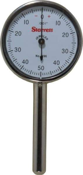 Starrett - 0.2" Range, 0-50-0 Dial Reading, 0.001" Graduation Dial Drop Indicator - 1-7/16" Dial - USA Tool & Supply