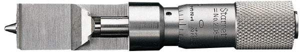 Starrett - 0 to 0.375 Inch Measurement Range, 0.001 Inch Graduation, Satin Coated Stainless Steel, Mechanical Can Seam Micrometer - Flat Spindle - USA Tool & Supply