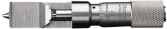 Starrett - 0 to 0.375 Inch Measurement Range, 0.001 Inch Graduation, Satin Coated Stainless Steel, Mechanical Can Seam Micrometer - Flat Spindle - USA Tool & Supply