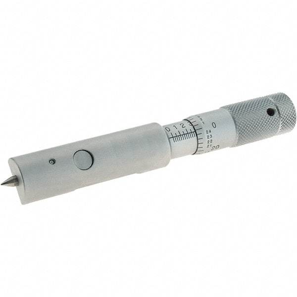 Starrett - 0 to 0.5 Inch Measurement Range, 0.001 Inch Graduation, Satin Chrome Coated Carbide, Mechanical Can Seam Micrometer - Flat Spindle, Ratchet Stop Thimble, Includes Locknut - USA Tool & Supply