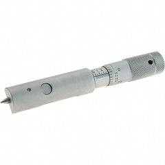 Starrett - 0 to 0.5 Inch Measurement Range, 0.001 Inch Graduation, Satin Chrome Coated Carbide, Mechanical Can Seam Micrometer - Flat Spindle, Ratchet Stop Thimble, Includes Locknut - USA Tool & Supply