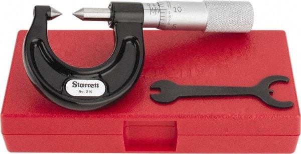 Starrett - 0 to 7/8" Range, Mechanical Screw Thread Micrometer - Plain Thimble, 0.001" Graduation, 0.004mm Accuracy - USA Tool & Supply