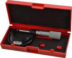 Starrett - Mechanical, 0 to 1 Inch Measurement, Satin Chrome Finish Carbide Face Ball Anvil Micrometer - 0.001 Inch Graduation, Plain Thimble - USA Tool & Supply