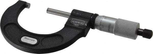 Starrett - 1 to 2" Range, 0.0001" Graduation, Mechanical Outside Micrometer - Ratchet Stop Thimble, Accurate to 0.00005", Digital Counter - USA Tool & Supply
