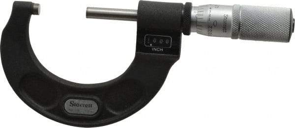 Starrett - 1 to 2" Range, 0.0001" Graduation, Mechanical Outside Micrometer - Friction Thimble, Accurate to 0.00005", Digital Counter - USA Tool & Supply