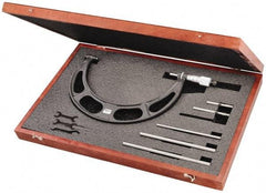 Starrett - 6 to 12" Range, 6 Piece Mechanical Outside Micrometer Set - 0.001" Graduation, Ratchet Stop Thimble, Steel Face - USA Tool & Supply