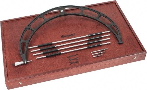 Starrett - 20 to 24" Range, 4 Piece Mechanical Outside Micrometer Set - 0.001" Graduation, Ratchet Stop Thimble, Steel Face - USA Tool & Supply