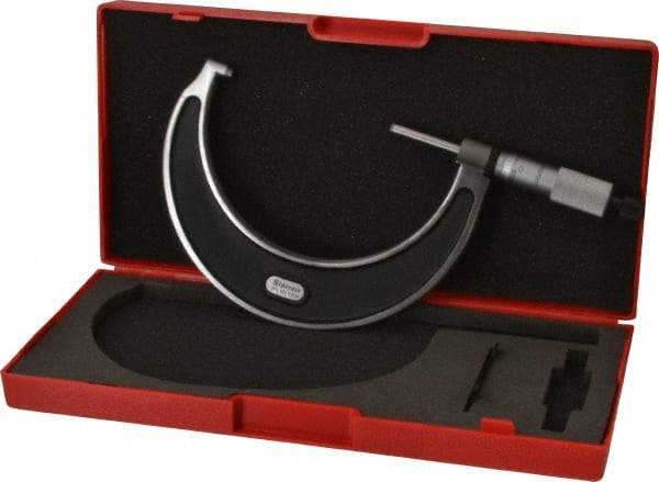 Starrett - 3 to 4" Range, 0.0001" Graduation, Mechanical Outside Micrometer - Ratchet Stop Thimble, Accurate to 0.0001" - USA Tool & Supply