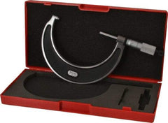Starrett - 3 to 4" Range, 0.0001" Graduation, Mechanical Outside Micrometer - Ratchet Stop Thimble, Accurate to 0.0001" - USA Tool & Supply