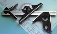 TESA Brown & Sharpe - 4 Piece, 24 Inch Blade Length, Square Set - Set Includes Center Head, Reversible Protractor, Square Head - USA Tool & Supply