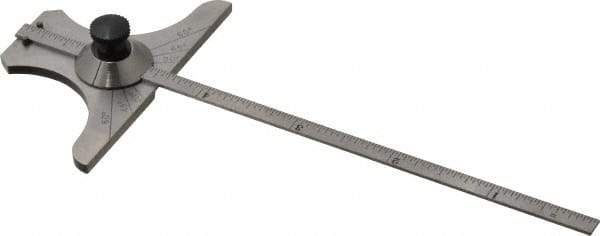 Starrett - 0 to 6 Inch Rule Measurement Range, 30 to 60° Angle Measurement Range, Steel Depth and Angle Gage - 60° Angle Graduation, 2-5/8 Inch Head Length, 1/8 Inch Head Width, 1/32 Inch Rule Graduation - USA Tool & Supply