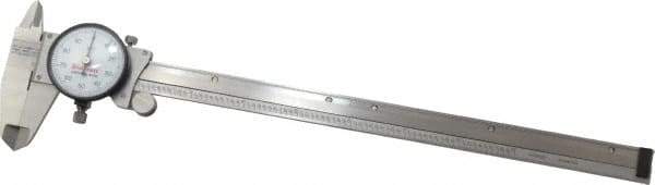 Starrett - 0" to 9" Range, 0.001" Graduation, 0.1" per Revolution, Dial Caliper - White Face, 1-1/2" Jaw Length, Accurate to 0.001" - USA Tool & Supply