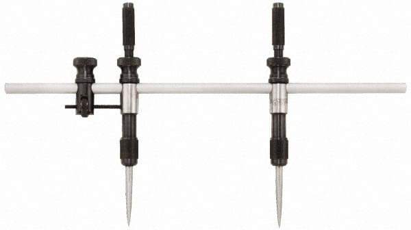 Starrett - 18 Inch Leg, Steel, Bright Chrome Finish, Trammels - 36 Inch Max Measurement, 900mm Max Measurement, Includes 20 Inch (500mm) Rigid Steel Beam, Pair of 3 Inch (75mm) Caliper Points - USA Tool & Supply