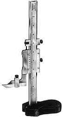 Starrett - 0 to 18 Inch Measurement, 0.001 Inch Graduation, Vernier Height Gage - Satin Chrome Finish, 4-7/16 Inch Long x 2-9/32 Inch Wide - USA Tool & Supply