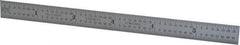 Starrett - 6" Long, 1/64, 1/50, 1/32, 1/10" Graduation, Flexible Steel Rule - 3R Graduation Style, 1/2" Wide, Silver, Satin Chrome Finish - USA Tool & Supply