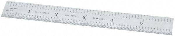 Starrett - 6" Long, 1/64, 1/50, 1/32, 1/10" Graduation, Flexible Steel Rule - 3R Graduation Style, 3/4" Wide, Silver, Satin Chrome Finish - USA Tool & Supply
