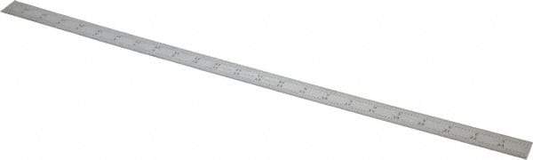 Starrett - 24" Long, 1/64, 1/50, 1/32, 1/10" Graduation, Flexible Steel Rule - 3R Graduation Style, 1" Wide, Silver, Satin Chrome Finish - USA Tool & Supply