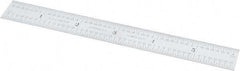 Starrett - 6" Long, 1/64, 1/32, 1/16, 1/8" Graduation, Flexible Steel Rule - 4R Graduation Style, 3/4" Wide, Silver, Satin Chrome Finish - USA Tool & Supply