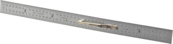 Starrett - 6" Long, 1/64, 1/32" Graduation, Flexible Steel Rule - 10R Graduation Style, 1/2" Wide, Silver, Satin Chrome Finish - USA Tool & Supply