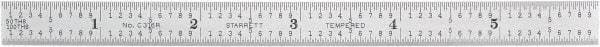 Starrett - 6" Long, 1/100, 1/64, 1/50, 1/32" Graduation, Flexible Steel Rule - 16R Graduation Style, 1/2" Wide, Silver, Satin Chrome Finish - USA Tool & Supply