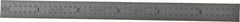 Starrett - 5-3/4" Long, 1/64, 1/32" and 0.5, 1mm Graduation, Flexible Steel Rule - English/Metric Graduation Style, 1/2" Wide, Silver, Satin Chrome Finish - USA Tool & Supply