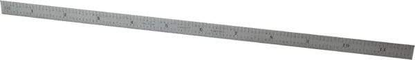 Starrett - 11-3/4" Long, 1/50, 1/10" and 0.5, 1mm Graduation, Flexible Steel Rule - Decimal/Metric Graduation Style, 1/2" Wide, Silver, Satin Chrome Finish - USA Tool & Supply