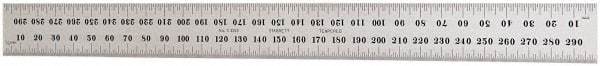 Starrett - 300mm Long, 0.5, 1mm Graduation, Flexible Steel Rule - Metric Graduation Style, 1" Wide, Silver, Satin Chrome Finish - USA Tool & Supply