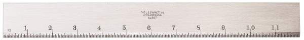 Starrett - 12 Inch Long x 1-13/32 Inch Wide x 11/64 Inch Thick, Beveled Edge Straightedge - 0.0002 Inch Edge Flatness, Steel, 0.0004 Inch Parallelism - USA Tool & Supply