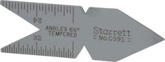 Starrett - 60° Angle, Satin Chrome Coated Steel Center Gage - 1/32 to 1/14 Inch Graduation - USA Tool & Supply