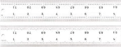 Starrett - 72" Long, 1/100, 1/64, 1/50, 1/32" Graduation, Rigid Spring Steel Rule - 16R Graduation Style, 1-1/2" Wide, Silver, Satin Chrome Finish - USA Tool & Supply